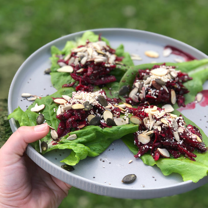 Pickled Beetroot Lettuce Cups With Toasted Seeds